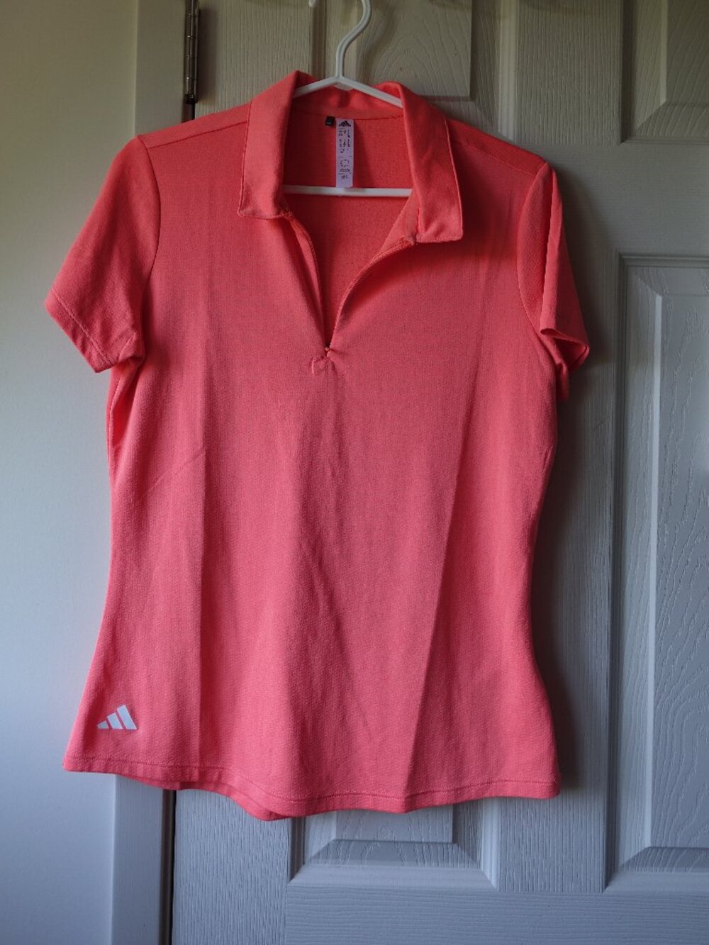 adidas Coral Pink Short Sleeve Polo Top